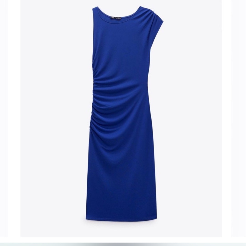 Zara Draped Midi Dress Size Medium NWT